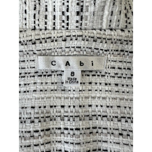 CAbi Style #505 Static Tweed Blazer White Black Size 8 One Button Lightweight - Picture 3 of 10